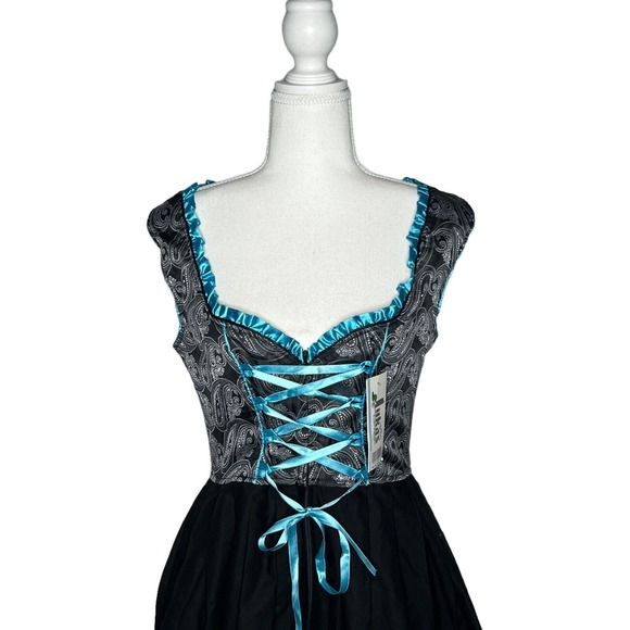 NEW Lukas Dirndl Authentic bavarian EU 36 Long Dirndl front black Paisley dress - Picture 3 of 12